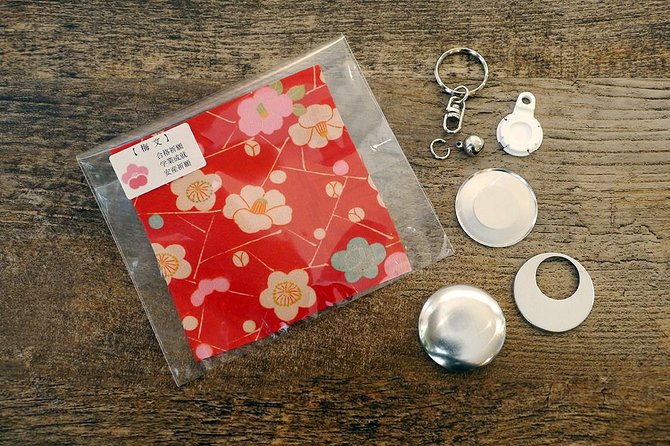 Make Unique Items With Kimono Fabric in a Café Kimono Fabric Keyring (38mm) - Crafting Process Overview