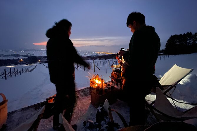 Private Deck Bonfire Café: Winter Evening Sky - Background